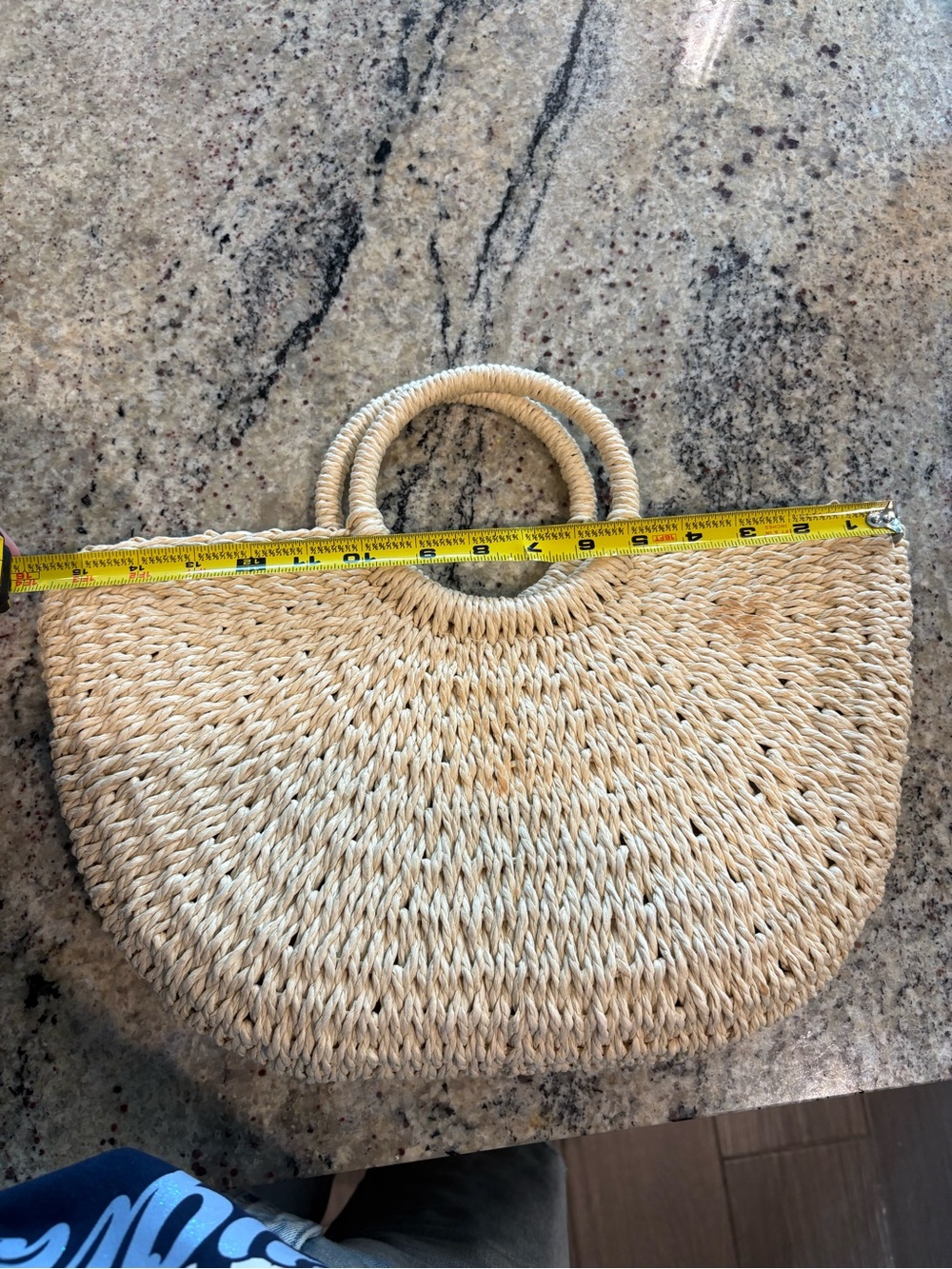 Natural Straw Circle-Handle Tote Bag - Picture 4 of 5